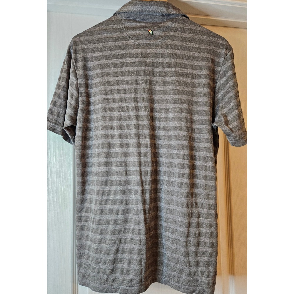 Arnold Palmer Spiked Mens Grey Striped Golf Polo Shirt Medium Short Sleeve Logo - Picture 3 of 8